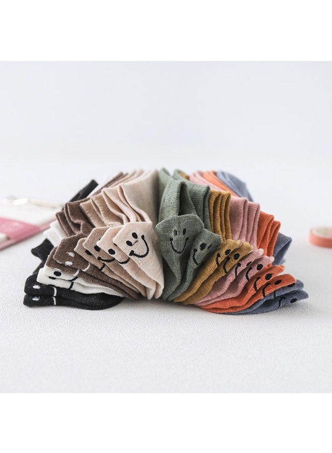 السيدات الجوارب الجوارب مضحك جديد ابتسامة القطن الجوارب الكاحل الجوارب الكاحل عارضة متعددة الألوان 10 أزواج - Image 2