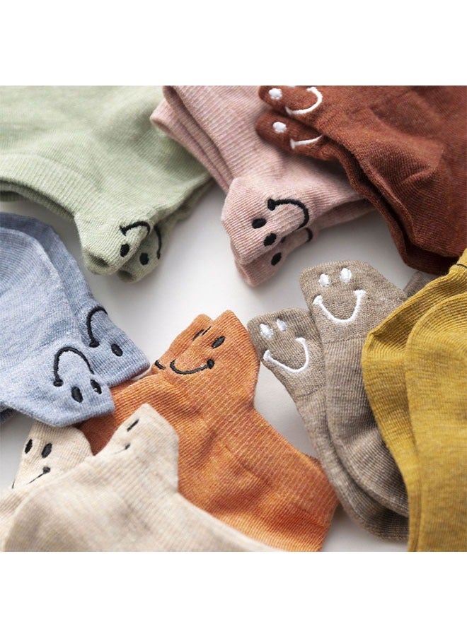 السيدات الجوارب الجوارب مضحك جديد ابتسامة القطن الجوارب الكاحل الجوارب الكاحل عارضة متعددة الألوان 10 أزواج - Image 5