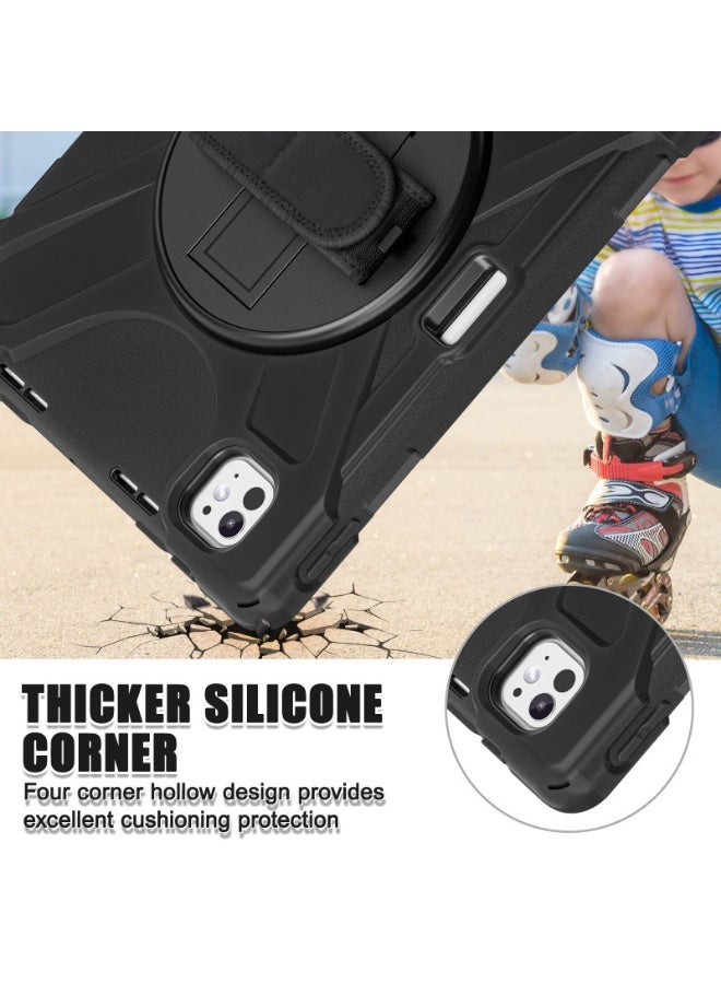 عام غطاء آيباد برو 11 بوصة (2024)، مع حزام يد للأطفال، ثلاث طبقات حماية مع حامل قلم وحامل قابل للتعديل. - Image 5