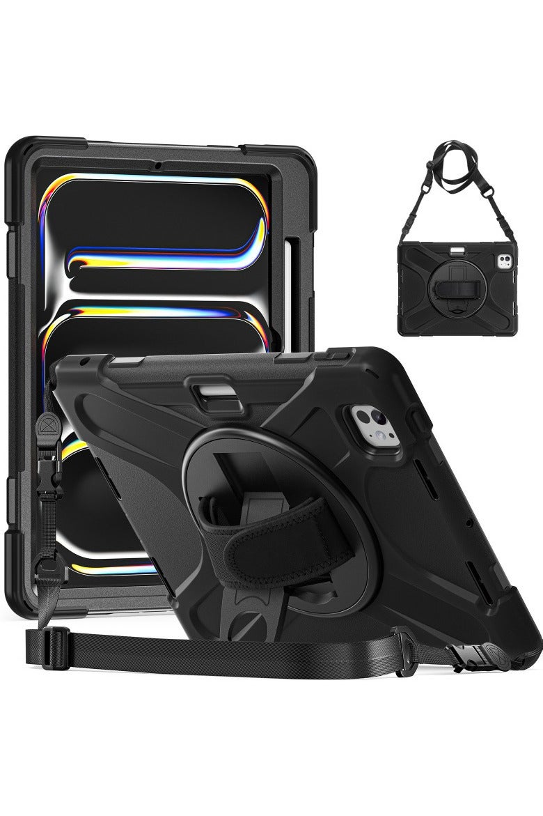 عام غطاء آيباد برو 11 بوصة (2024)، مع حزام يد للأطفال، ثلاث طبقات حماية مع حامل قلم وحامل قابل للتعديل. - Image 1