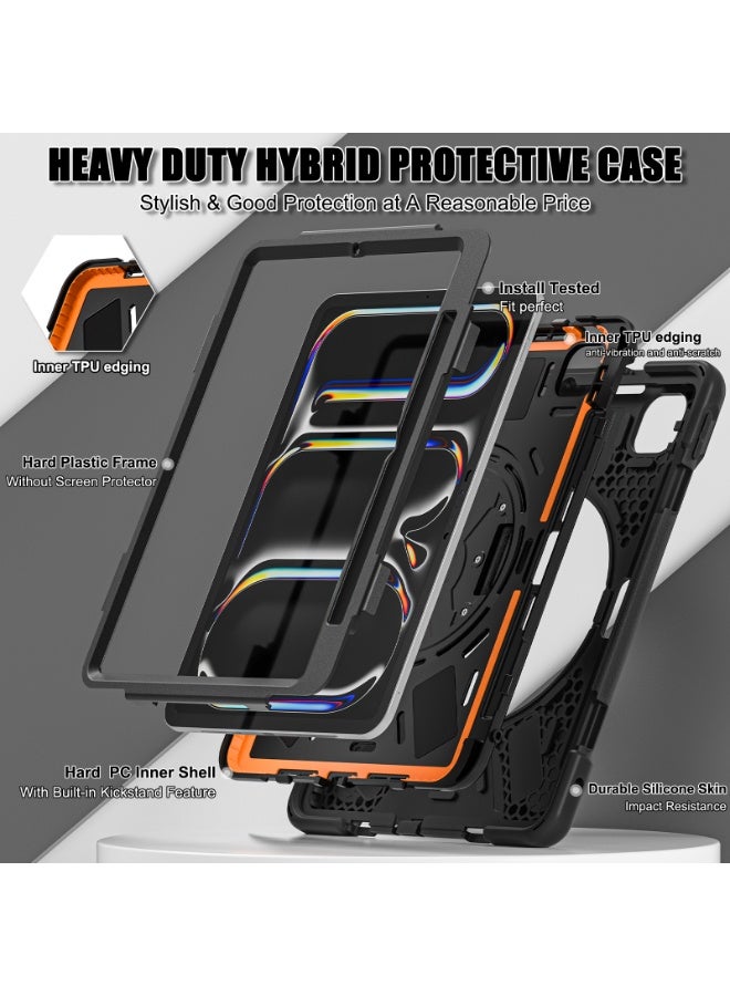 عام غطاء آيباد برو 11 بوصة (2024)، مع حزام يد للأطفال، ثلاث طبقات حماية مع حامل قلم وحامل قابل للتعديل. - Image 3