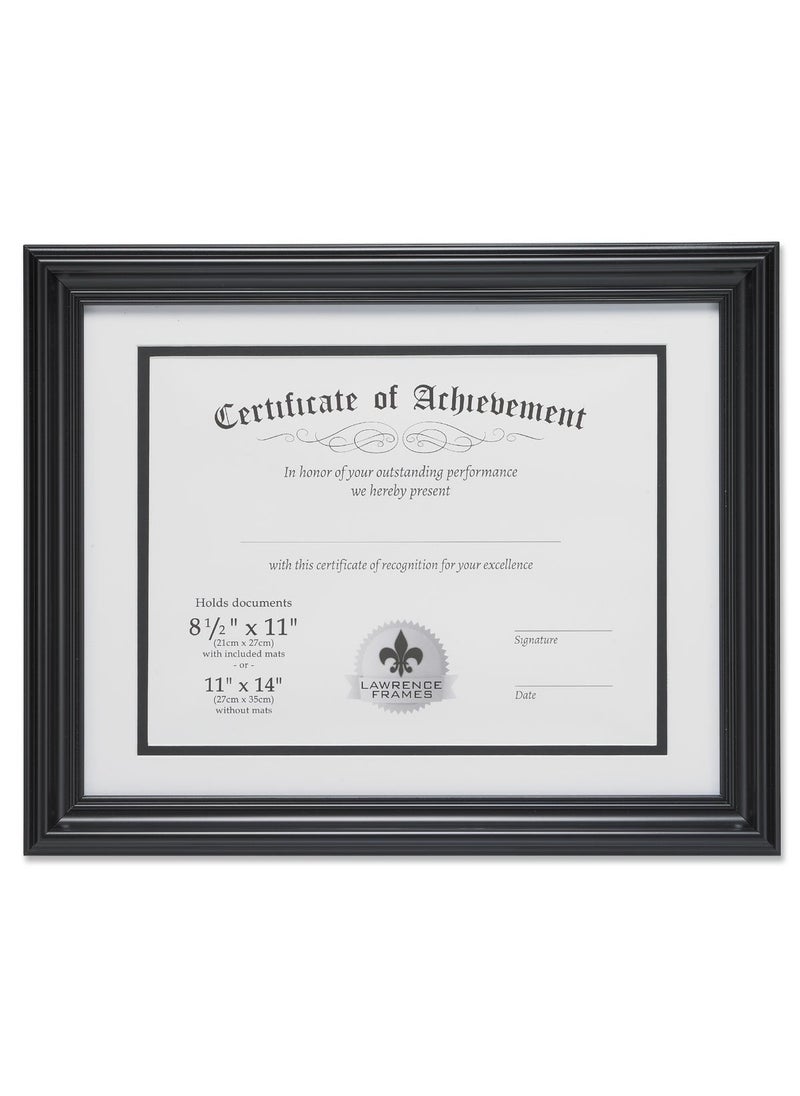 Lawrence Frames Lawrence Frames Dual Use 11 by 14Inch Certificate Picture Frame with Double Bevel Cut Matting for 85 by 11Inch Document Black 