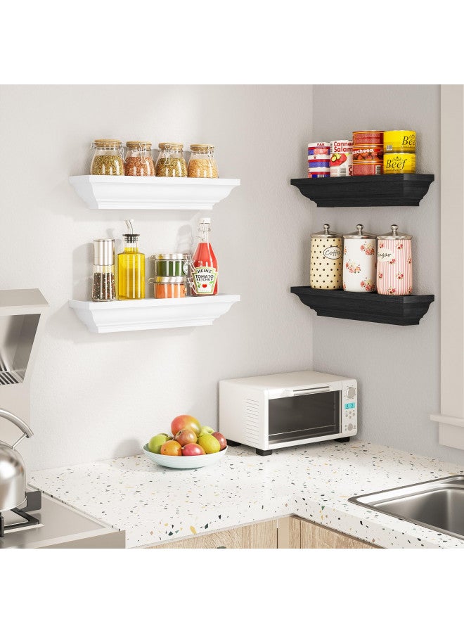 Alsonerbay Floating Shelves White, Wood Shelves Rustic Shelves for Wall Storage, Wall Mounted Shelves for Bedroom Living Room Bathroom, 17 Inch 2 Pack - Image 3