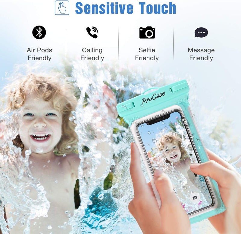 Procase 2 Pack Waterproof Phone Pouch, Underwater Phone Case Up to 7", Dry Bag for iPhone 17 Air 16 15 14 13 Pro Plus Max, Galaxy S24 S23 S22 Ultra Pixel, Beach Essentials -Green - Image 4