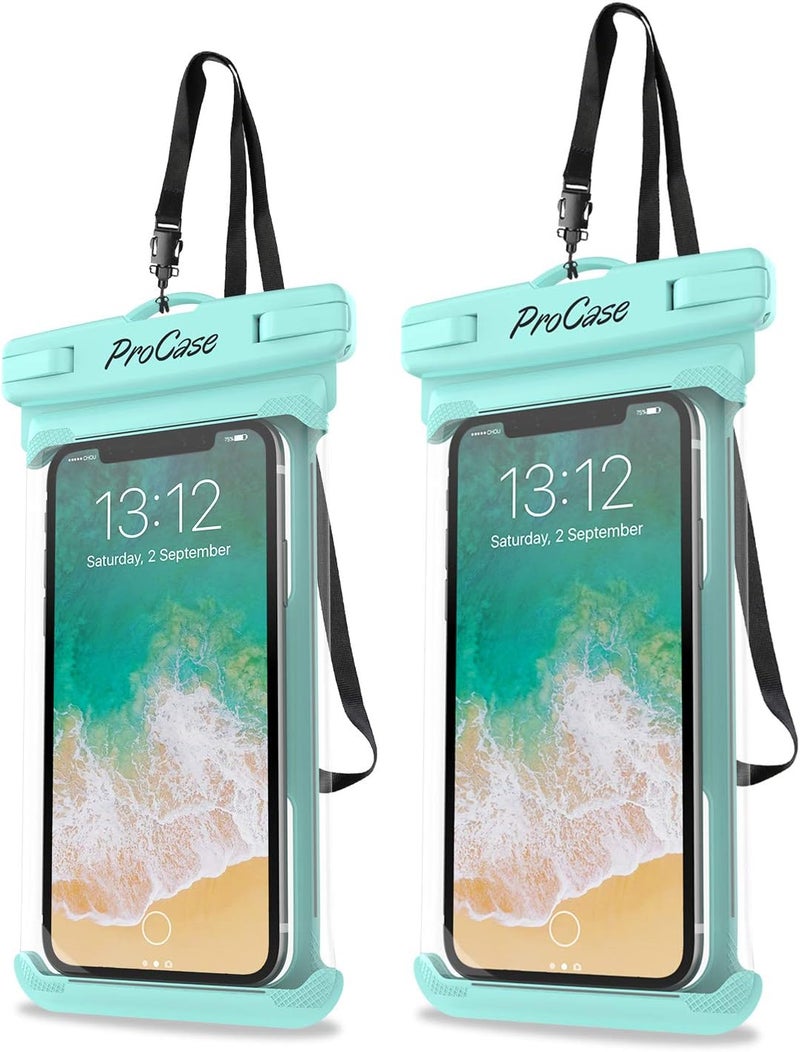 Procase 2 Pack Waterproof Phone Pouch, Underwater Phone Case Up to 7", Dry Bag for iPhone 17 Air 16 15 14 13 Pro Plus Max, Galaxy S24 S23 S22 Ultra Pixel, Beach Essentials -Green - Image 1