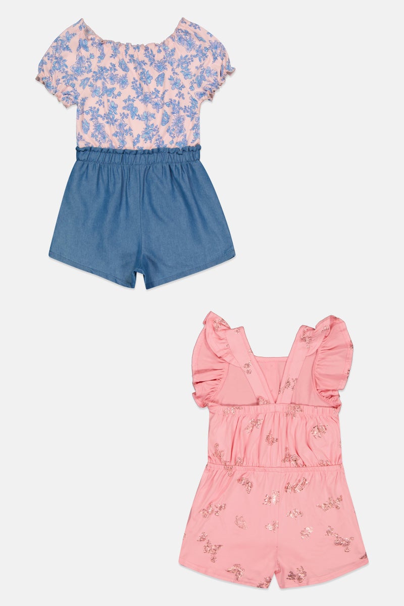 Nanette lepore Kids Girl 2 Piece Floral Print Cap Sleeve Playsuits, Multicolor - Image 3