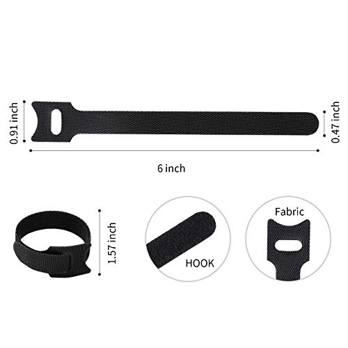 BALABALA 100 PCS 6 inch Reusable Fastening Cable Ties Cords Management Cable Organizer Cord Wrap Black - Image 2