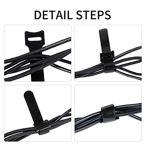 BALABALA 100 PCS 6 inch Reusable Fastening Cable Ties Cords Management Cable Organizer Cord Wrap Black - Image 3