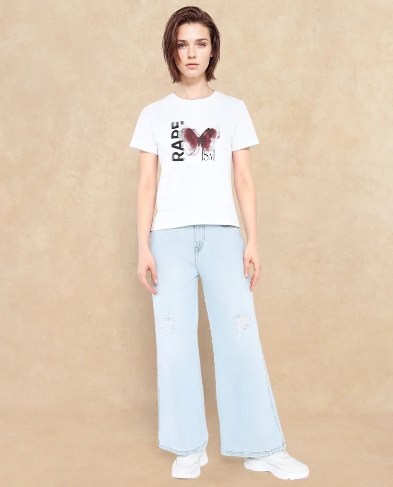 Rareism Women's Graphic Print T-Shirt