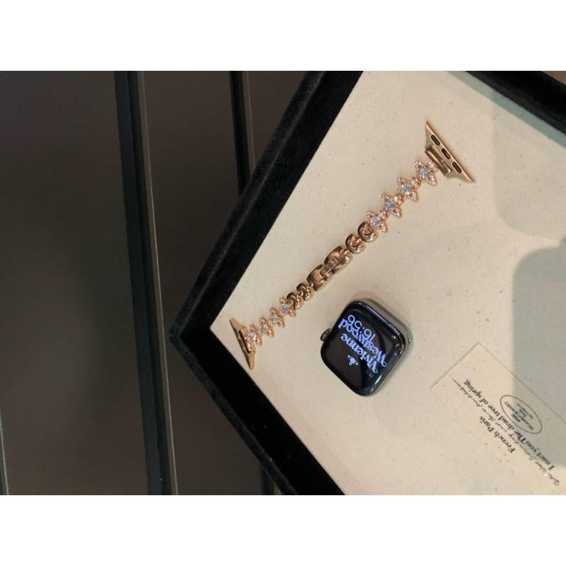 Adjustable Stainless Steel Rose Gold Link Smartwatch Band Compatible with Apple Watch 38 40 41 42 44 45 49mm with Fit Replacement Strap - Image 1