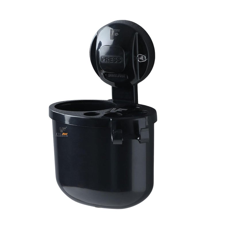 Vacc Fast ABS Vaccum Based Suction Wall Mounted for Hanging Strong Heavy Duty Multipupose Toothbrush Holder Tumbler for Kitchen Bathroom Black - Image 1