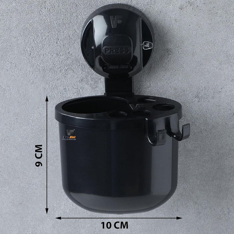Vacc Fast ABS Vaccum Based Suction Wall Mounted for Hanging Strong Heavy Duty Multipupose Toothbrush Holder Tumbler for Kitchen Bathroom Black - Image 2