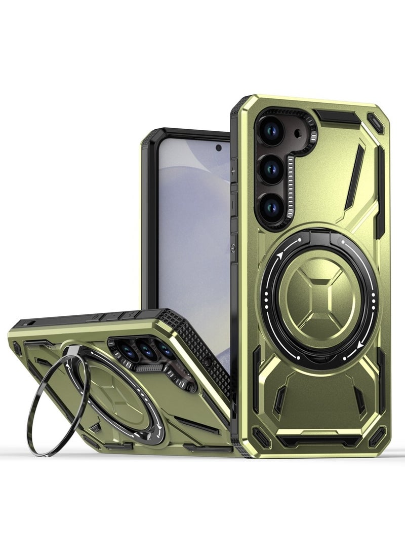 SHIELD EGYPT For Samsung Galaxy S24 Armored II Series Mag-Safe Magnetic Holder Phone Case (Green)