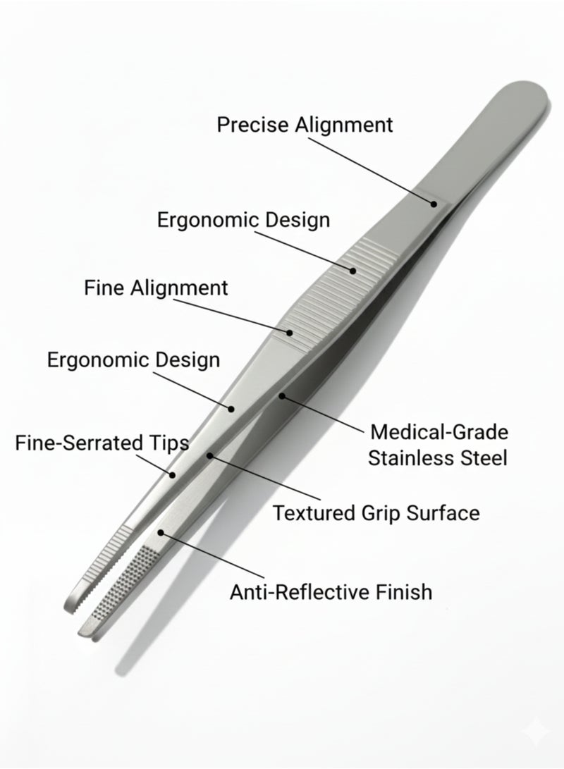 تنم مجموعة 3 ملاقط دقيقة من الفولاذ المقاوم للصدأ للاستخدام الطبي والجراحي - Image 2