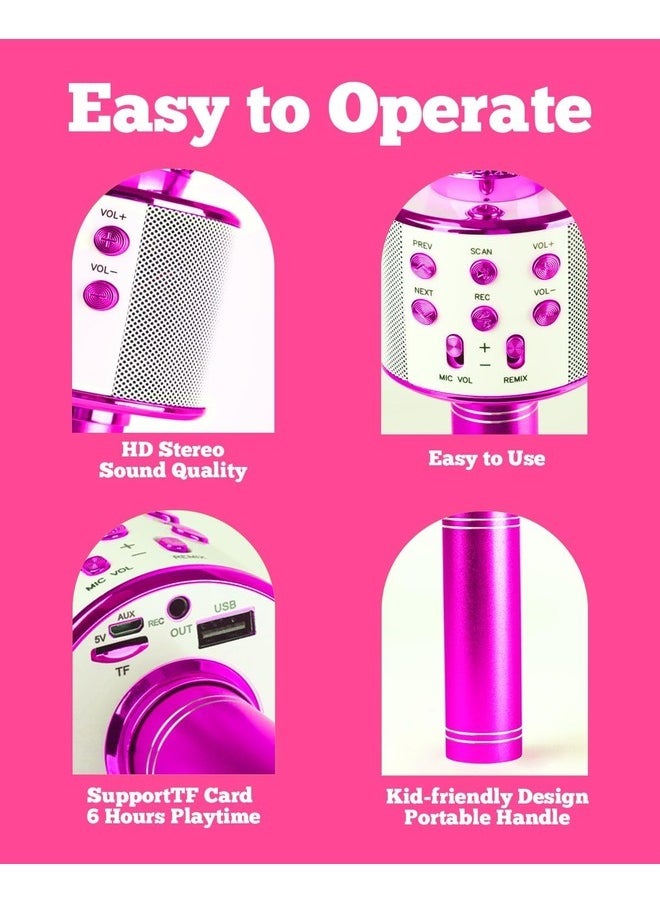 ELTRAZONE 2-Pack Kids Karaoke Microphones - Portable Bluetooth Singing Toys for Boys and Girls, Ideal Birthday Gifts (Rose Gold & Purple)  - Image 5