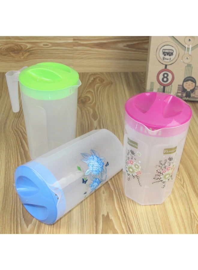 Plastic Cold Water Kettle Restaurant Bar Beverage Juice Pot Beer Kettle Commercial Barbecue Stall Spicy Hot Plastic Kettle-Color:1.7l Large Irregular Patterned Mixed Headband Cover - Image 2