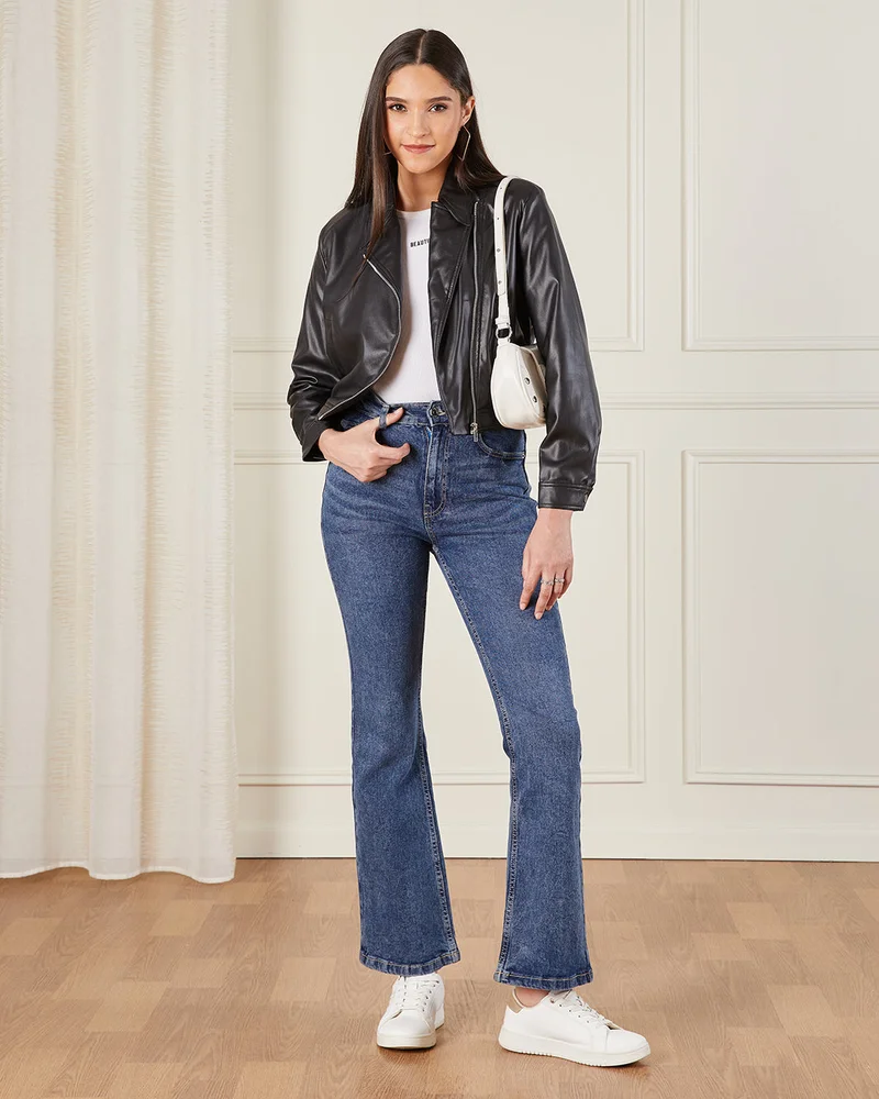 Redtag Women Brown Biker Jacket