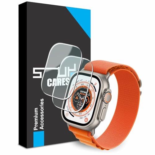 SupCares Military-Grade Gorilla Tempered Glass Screen Protector for Apple Watch Ultra, Ultra 2 and Ultra 3 (49 mm) With Installation Kit | Transparent | Pack of 2 - Image 1