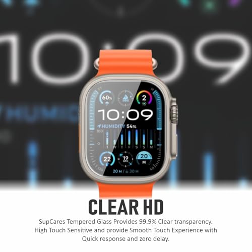 SupCares Military-Grade Gorilla Tempered Glass Screen Protector for Apple Watch Ultra, Ultra 2 and Ultra 3 (49 mm) With Installation Kit | Transparent | Pack of 2 - Image 3