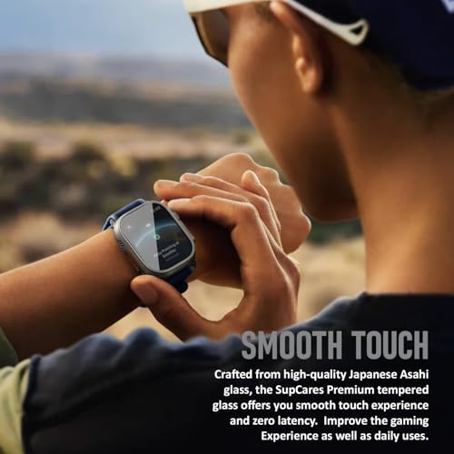 SupCares Military-Grade Gorilla Tempered Glass Screen Protector for Apple Watch Ultra, Ultra 2 and Ultra 3 (49 mm) With Installation Kit | Transparent | Pack of 2 - Image 4