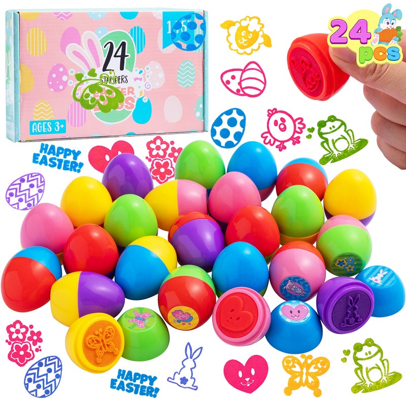 JOYIN 24 Pcs Easter Egg Stampers Toys for Easter Eggs Hunt Game, Basket Stuffers Fillers, Kids Gifts, Party Favor, Self Inking Stamp for Classroom Prize Supplies - Image 1