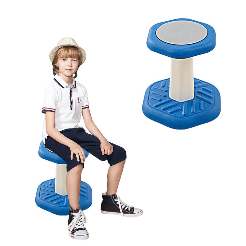Fanboxk Active Chairs Kids Preschool Wobble Stool  Alternative Flexible Seating Balance Wiggle Stool for ClassroomPreschoolKindergartenElementary SchoolActive Sensory ChairsAges38Blue14in