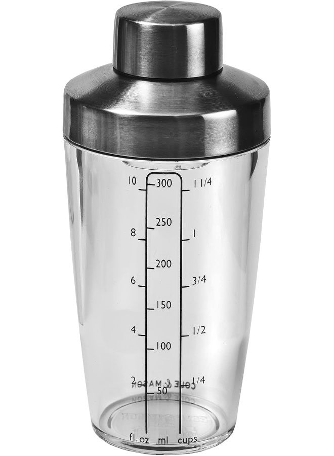 Cole & Mason Cambourne Dressing Shaker with Recipes, 300 ml, Acrylic Container with Scale for Salad Dressings/Sauces, Acrylic/Stainless Steel - Image 1