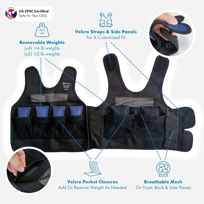 Harkla Weighted Vest for Kids - Neoprene Compression Vest - Ages 2 to 4 - Adjustable Kids Weighted with 2lb weight - Breathable and Washable - Small - Image 4