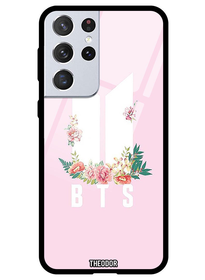 Theodor Protective Tempered Glass Case Cover Samsung Galaxy S21 ULTRA BTS floral - Image 1