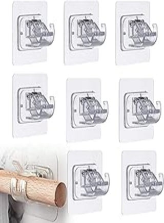 8 Pcs Curtain Rod Brackets No Drilling, No Drilling Curtain Rod Brackets, Self Adhesive Nail Free Adjustable Rod Bracket Holder, Drapery Hook Fixings Rod Holder Towel Rod Curtain Pole Wall Brackets - pzsku/ZD605517DE55CDADF0D8EZ/45/_/1724096962/da1b602c-9989-4367-9281-dffddd3233d0