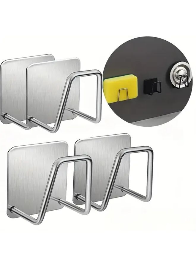 8pcs Stainless Steel Wall Mounted Organizer Set With Suction Cup Hooks - Image 2