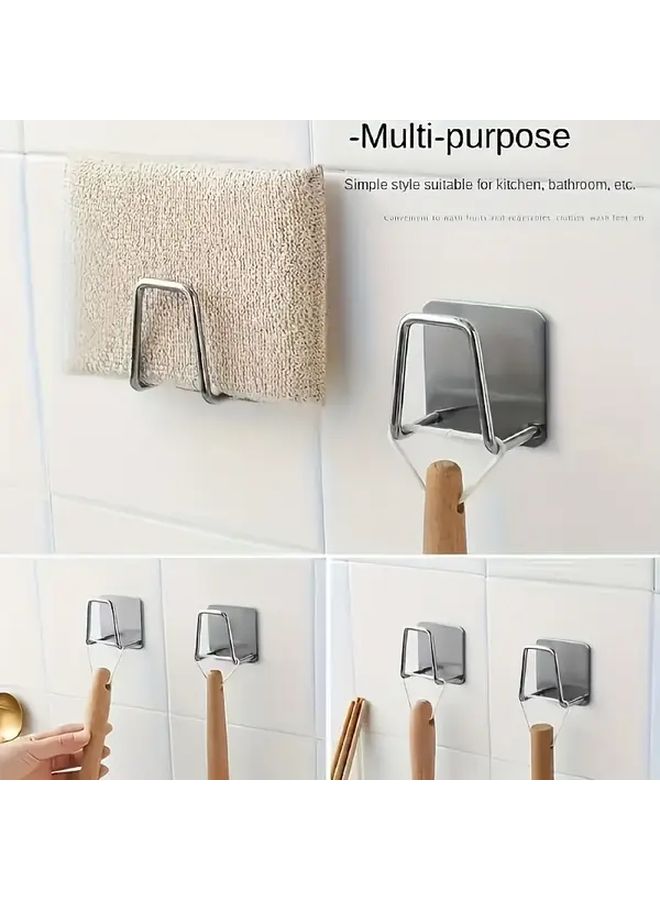 8pcs Stainless Steel Wall Mounted Organizer Set With Suction Cup Hooks - Image 3