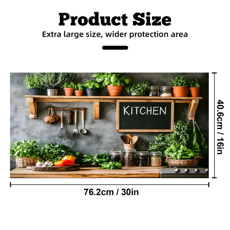 AOHMPT Kitchen Wallpaper 30"x16" Stove Backsplash Stickers Water-Resident Peel and Stick Decals Backsplash Wall Protector Film Removable Paper for Cupboard (MAI-G255191) - Image 3