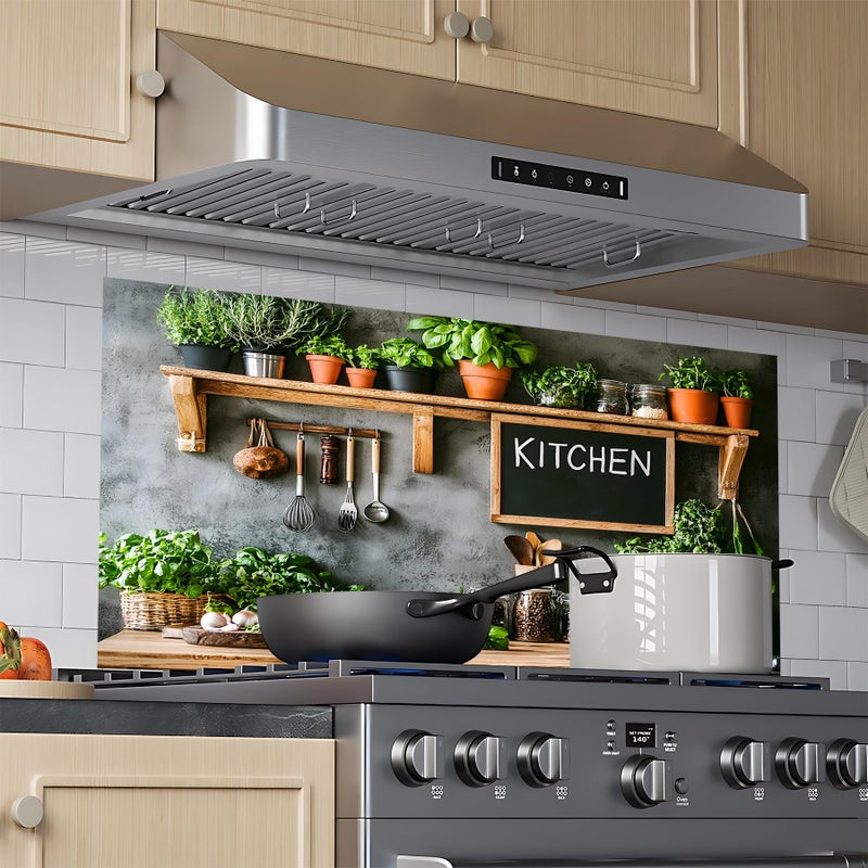 AOHMPT Kitchen Wallpaper 30"x16" Stove Backsplash Stickers Water-Resident Peel and Stick Decals Backsplash Wall Protector Film Removable Paper for Cupboard (MAI-G255191) - Image 4