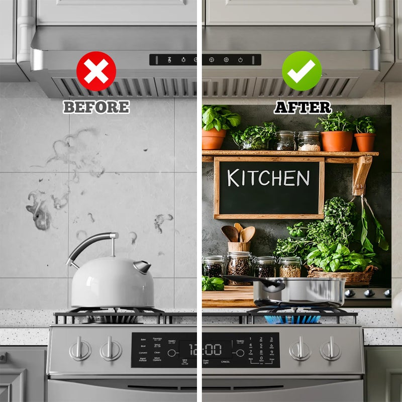 AOHMPT Kitchen Wallpaper 30"x16" Stove Backsplash Stickers Water-Resident Peel and Stick Decals Backsplash Wall Protector Film Removable Paper for Cupboard (MAI-G255191) - Image 5