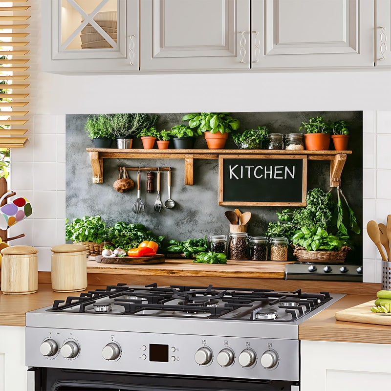 AOHMPT Kitchen Wallpaper 30"x16" Stove Backsplash Stickers Water-Resident Peel and Stick Decals Backsplash Wall Protector Film Removable Paper for Cupboard (MAI-G255191) - Image 1