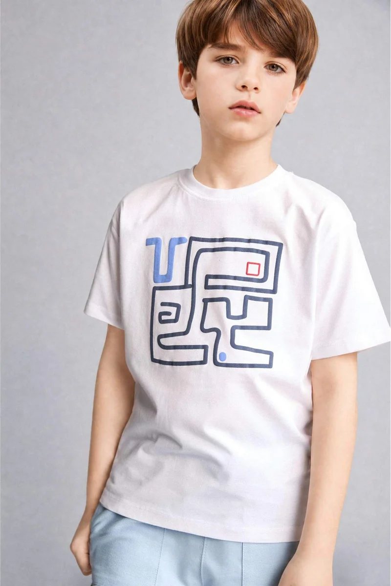 DeFacto Boy Regular Fit Crew Neck Printed Short Sleeve T-Shirt