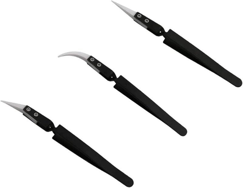 Mikikit 6pcs Precision Ceramic Tweezers Magnetic Handles For Electronics Jewelry Laboratory Work 2 Pack - Image 1