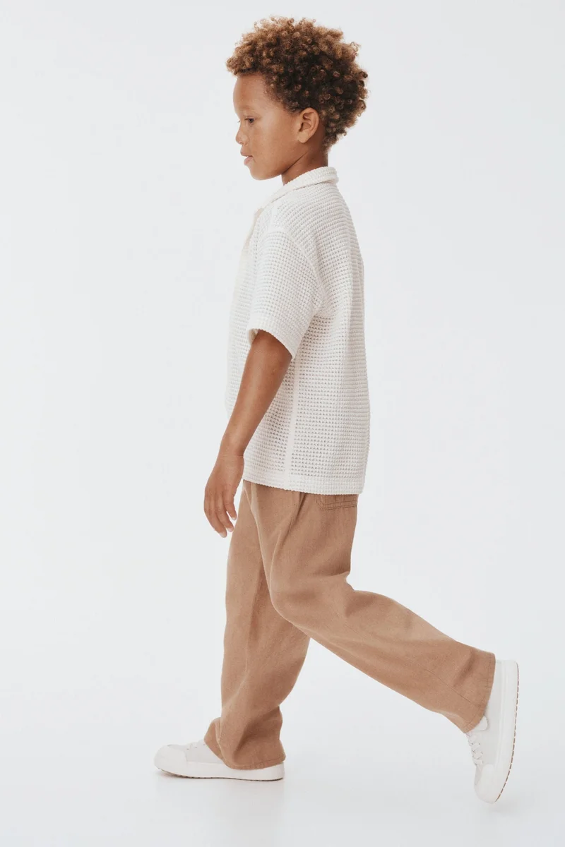 اتش اند ام بنطلون رياضي من مزيج الكتان