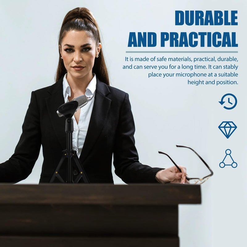 Black Alloy Desktop Microphone Stand Tripod Foldable Mic Holder for Live Streaming Recording - Image 5