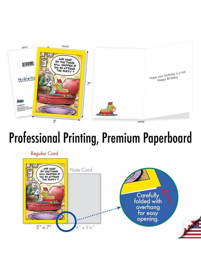 NobleWorks - 1 Funny Birthday Card Cartoons - Hilarious Comic Humor, Notecard with Envelope - Pinata Therapy C9325BDG - Image 3