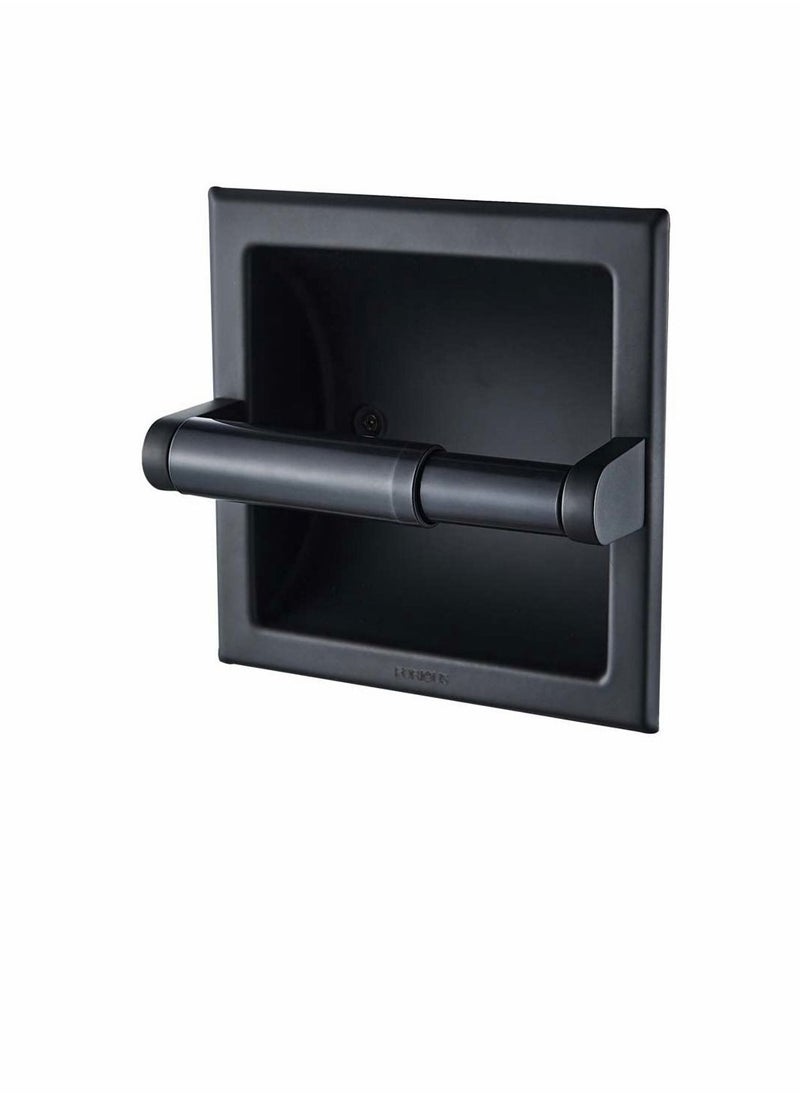 NIBEMINENT Matte Black Toilet Paper Holder, Recessed Holder Wall Mount Made of Metal, in with Mounting Bracket, Bathroom  - Image 1