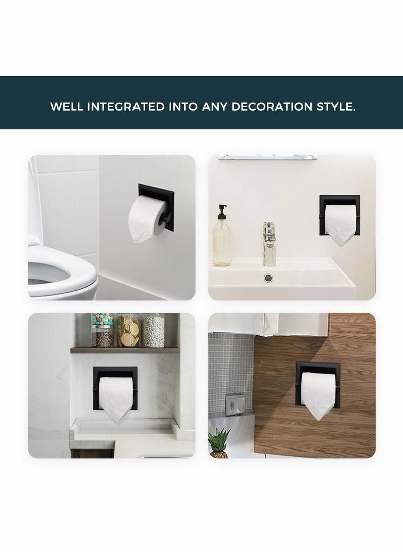 NIBEMINENT Matte Black Toilet Paper Holder, Recessed Holder Wall Mount Made of Metal, in with Mounting Bracket, Bathroom  - Image 3