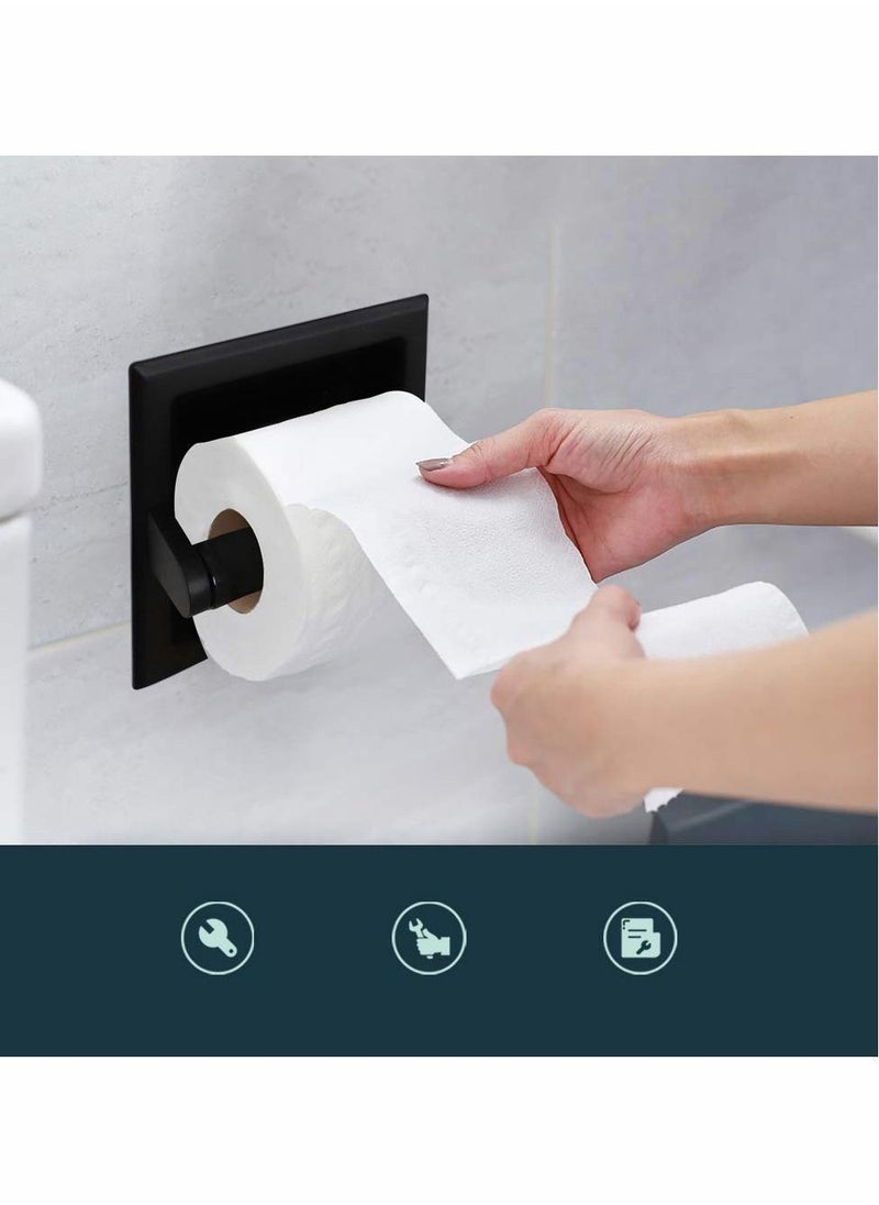 NIBEMINENT Matte Black Toilet Paper Holder, Recessed Holder Wall Mount Made of Metal, in with Mounting Bracket, Bathroom  - Image 2