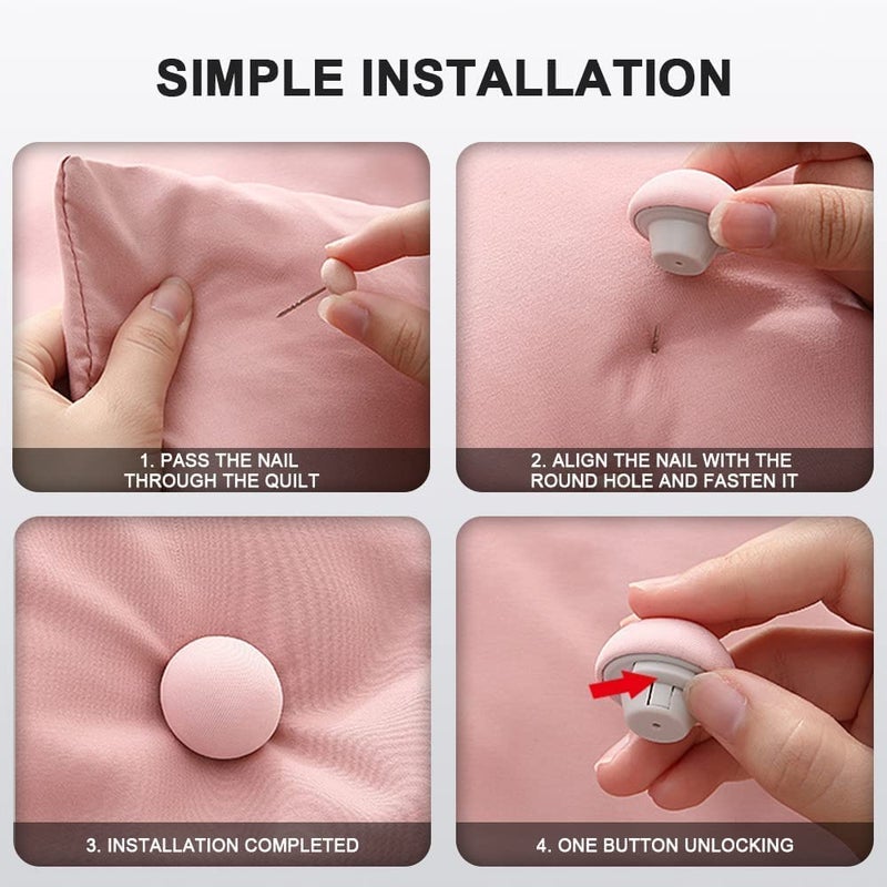 GrabSmart Mushroom Shape Duvet Clips NonSlip Cover Fixator Comforter Quilt Holder with OneKey Unlock for Blanket Bed Sheet Curtain Socks Mattress Covers  - Image 5