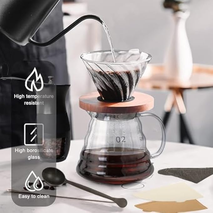 مولارد طقم قهوة V60 طقم قهوة V60 طقم قهوة V60 طقم قهوة بالتنقيط 10 قطع طقم ماكينة قهوة احترافية للصب طقم أدوات V60 - Image 4