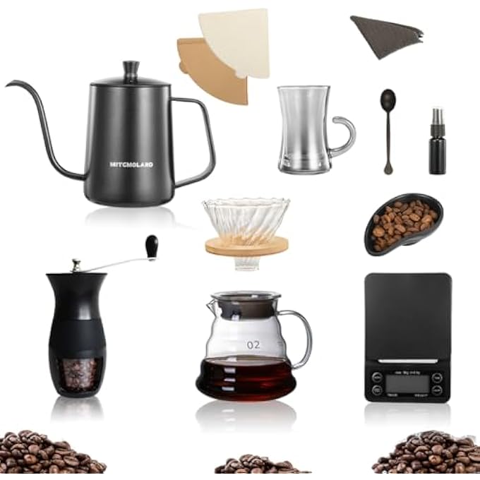 مولارد طقم قهوة V60 طقم قهوة V60 طقم قهوة V60 طقم قهوة بالتنقيط 10 قطع طقم ماكينة قهوة احترافية للصب طقم أدوات V60 - Image 1