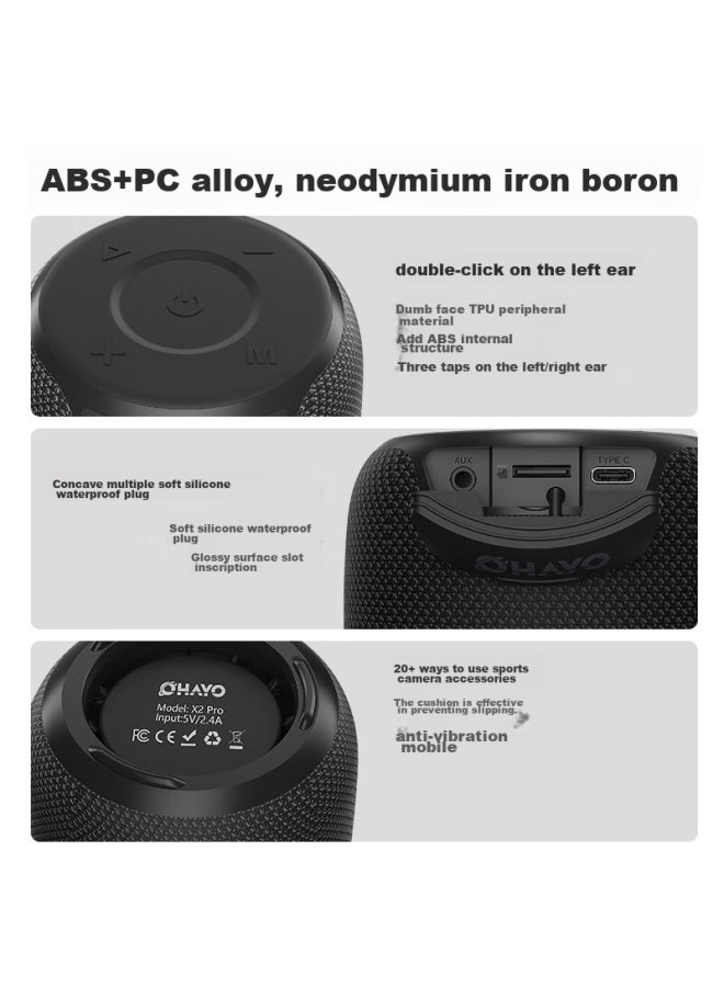 OHAYO مكبر صوت بلوتوث X2 مكبر صوت كبير بقرن 3D محيطي عالي القدرة صوت عالٍ باس ثقيل للغاية خارجي مقاوم للماء محمول شخصي منزلي مدفع مصغر - Image 4