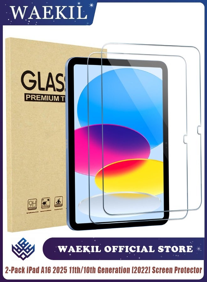 وايكيل قطعتان من واقي شاشة iPad من الزجاج المقوى لجهاز iPad من الجيل الحادي عشر مقاس 11 بوصة (2025 A3354/A3355/A3356) وiPad من الجيل العاشر مقاس 10.9 بوصة (2022 A2696/A2757/A2777)، طبقة كاملة مضادة للخدش - Image 1