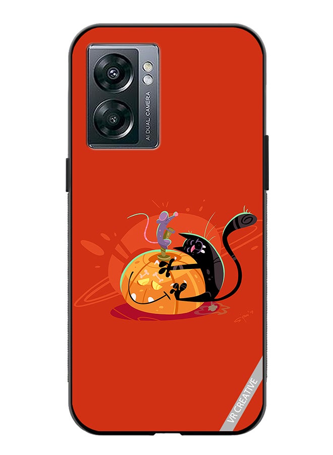 VR CREATIVE Protective Case Cover For Oppo A57 5G Halloween Cat Design Multicolour - Image 1